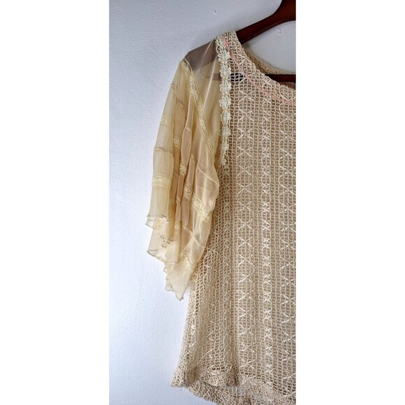 BLU PEPPER Vintage Crochet Knit Top Women's L Lace Fairycore Whimsical Bohemian - Picture 7 of 12